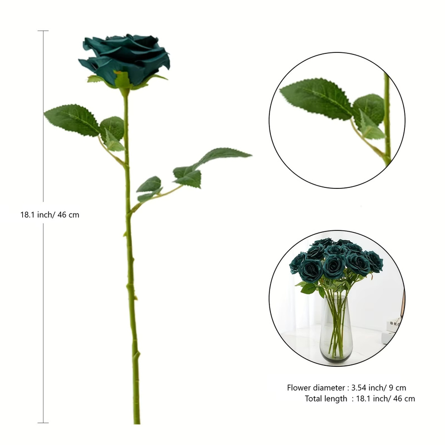 10 Stück künstliche Rosen aus Kunstseide in Grün für Hochzeitsarrangements und Brautsträuße - Bild 2