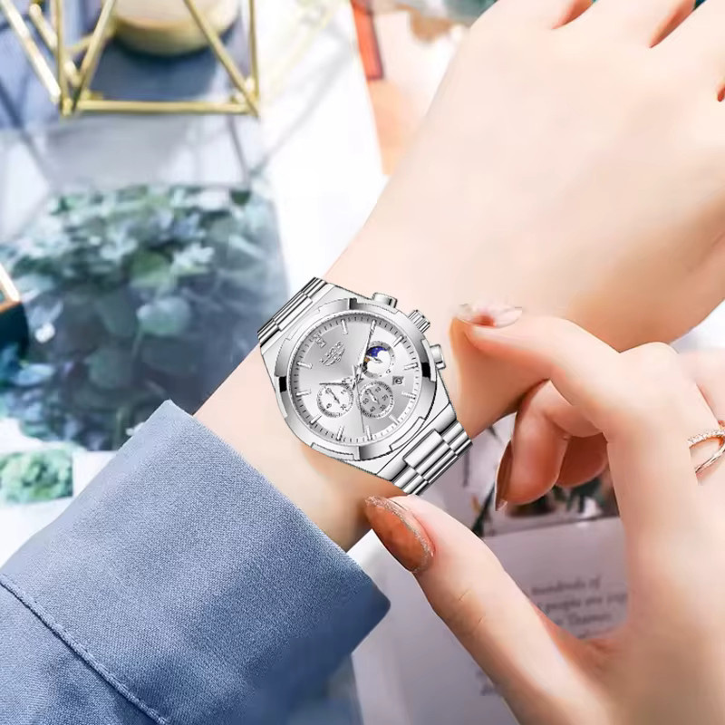 LIGE Armbanduhr, Chronograph, Quarz, Edelstahl, Silber, Damen - Bild 5
