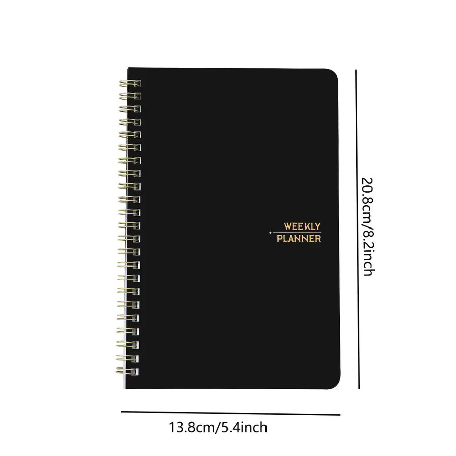 Undatierter Wochenplaner mit 53 Blatt, schwarzes PVC-Hardcover-Notizbuch für wöchentliche Ziele, To-Do-Listen und tägliche Zeitplanung - Bild 3