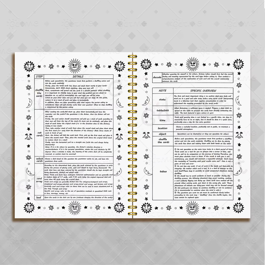 Tarot-Enthüllungs-Notizblock mit 50 Blatt und Registerblättern im A5-Format für Wahrsagerei und Partys, Unisex - Bild 3