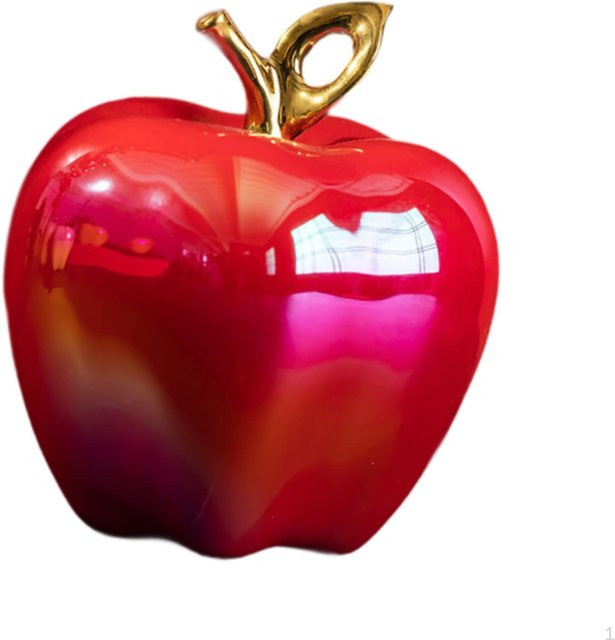 Dekorative Fruchtskulptur aus Porzellan in Rot als Kunsthandwerk-Ornament für dein Büro oder den TV-Ständer - Bild 1