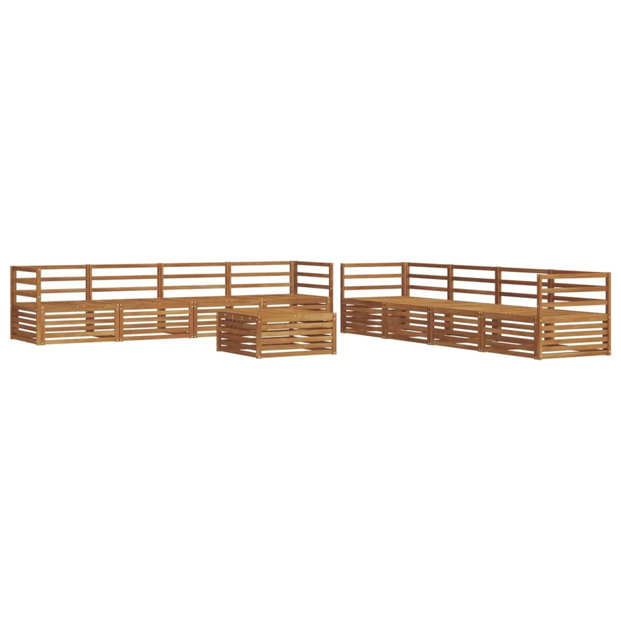 vidaXL Outdoor-Sofagarnitur 9-teilig aus Akazienholz in Braun mit Tisch und Polstern - Bild 2