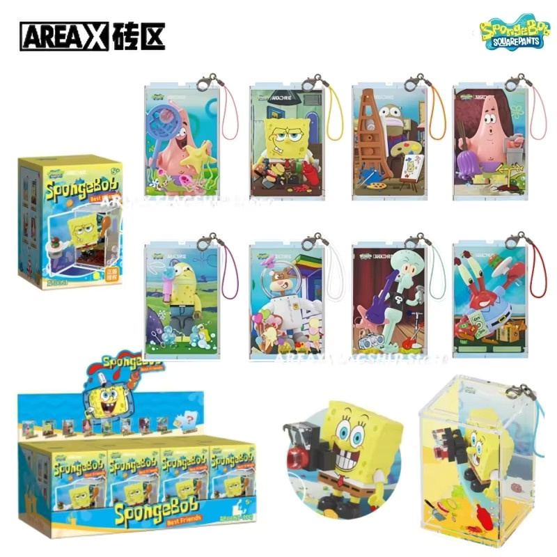 AREAX SpongeBob Schwammkopf Blind Box Mini Baustein Anhänger, Mehrfarbiges Sammelspielzeug aus Kunststoff - Bild 2