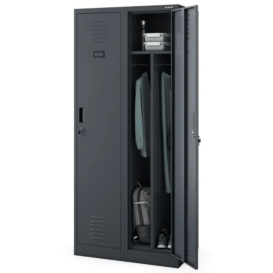 JAN NOWAK Umkleideschrank Spind KACPER mit 2 Abteilen in Anthrazit, H x B x T: 180 x 80 x 50 cm - Bild 2