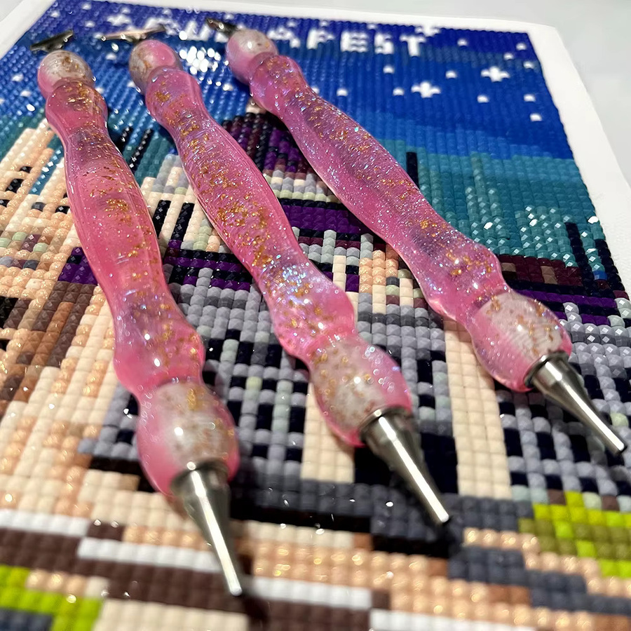 HOMFUN Diamantmalerei-Stift in Rosa-Gold mit Metall-Schraubgewinde-Spitzen für Stickerei und Diamond Painting - Bild 2