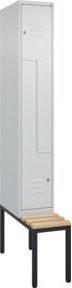 C+P Z-Spind Classic PLUS Sitzbank mit 2 Fächern, Buche-Hartholz und Zylinderschloss, Grau, B/T/H: 212,0 x 30,0 x 81,5 cm - Bild 1