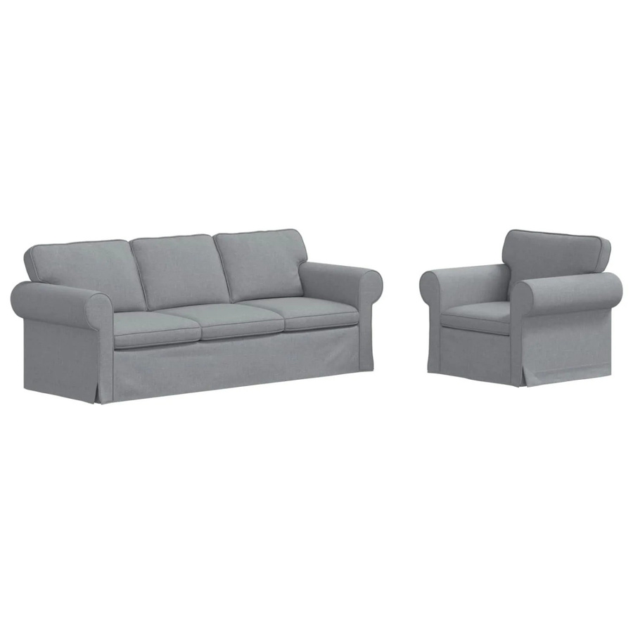 vidaXL Ecksofa 2-teilig in Hellgrau mit Stoffbezug und Metallrahmen B/T/H: 215 x 82 x 80 cm - Bild 2