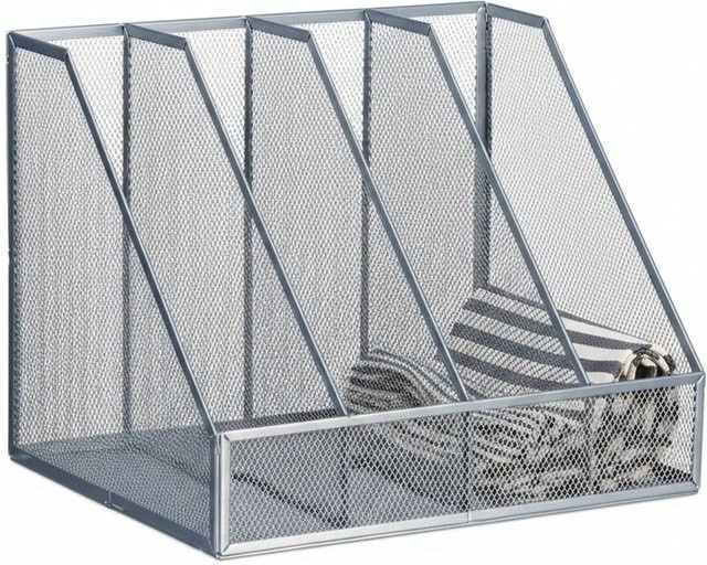 Relaxdays Stehsammler aus Stahl in Silber mit 4 Fächern, B/T/H: 26 x 26 x 31 cm - Bild 1