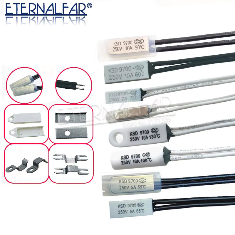 ETERNALFAR Ksd9700 Temperaturschalter aus Keramik und Metall für Wärmeschutz mit verschiedenen Ampere-Stufen und Temperaturbereichen 250V - Bild 1