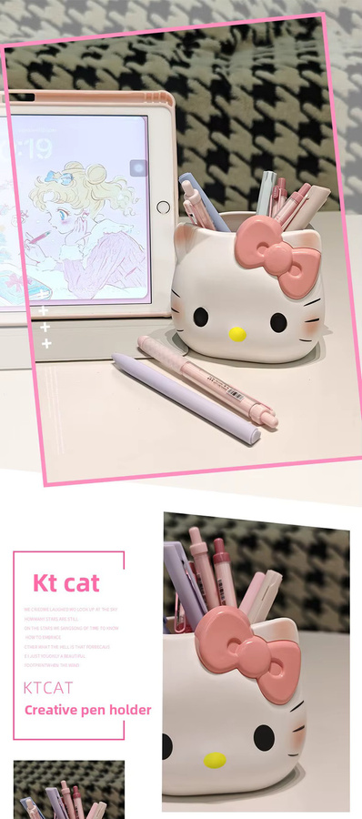 Sanrio Hello Kitty Stifthalter aus Keramik in Weiß als niedlicher Schreibtisch-Organizer für Schule und Büro - Bild 4