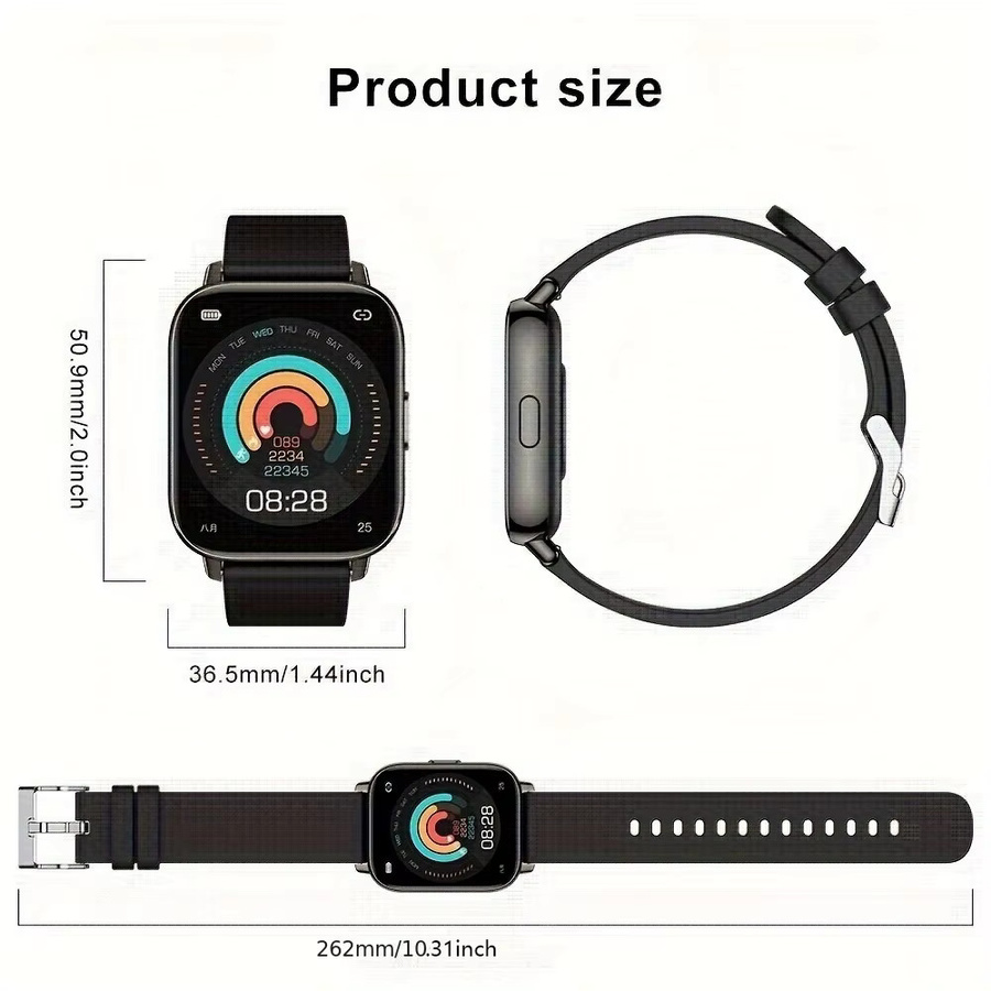 P66 Smartwatch in Weiß mit 1,85 Zoll Display, 100+ Sportmodi und IP68 Wasserdichtigkeit, Fitnessaktivitäts-Tracker für iOS und Android - Bild 6
