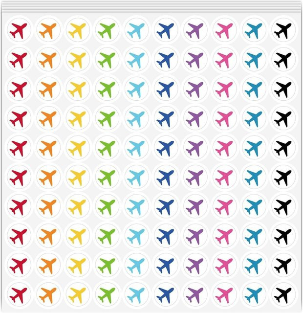 500 Stück Bunte Flugzeug-Planer-Aufkleber als Mini-Markierungsetiketten für deine Standortmarkierungen in 1/2 Zoll - Bild 1