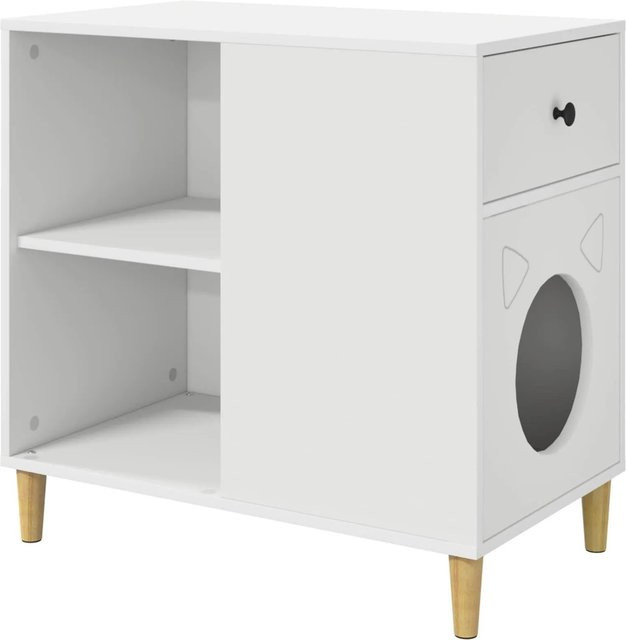 vidaXL Katzenhaus Weiß aus Holzwerkstoff, B/T/H: 72 x 42,5 x 70 cm - Bild 1