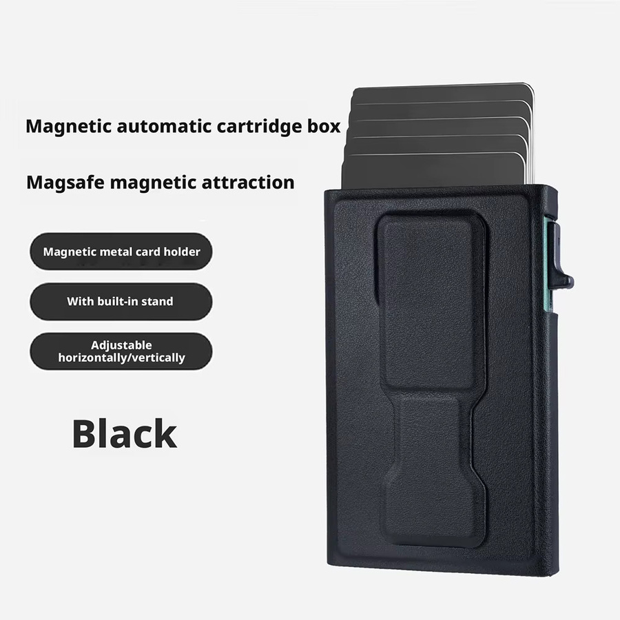 Magnetische MagSafe Kartenbörse mit Pop-up-Druckknopf und Telefonhalterung für Bank- und Kreditkarten - Bild 4