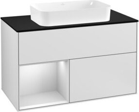 V&B Finion Waschtischunterschrank mit Abdeckplatte und Regalelement links, Farbe Weiß lackiert, B: 100 cm, T: 50,1 cm - Bild 1