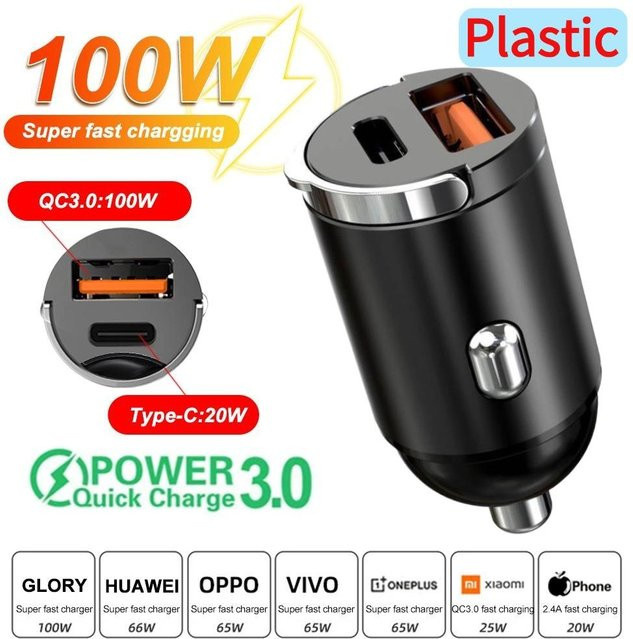 Kebidu Auto Ladegerät mit USB-C Typ C PD und QC 3.0 Schnellladetechnologie 30W in Schwarz - Bild 1
