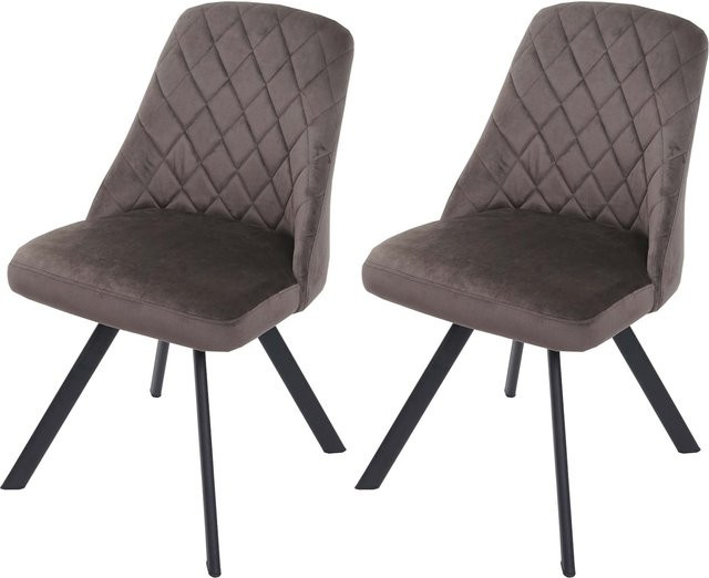 2er-Set Esszimmerstühle MCW-K25 mit Samtbezug in Dunkelbraun und Retro-Design - Bild 1
