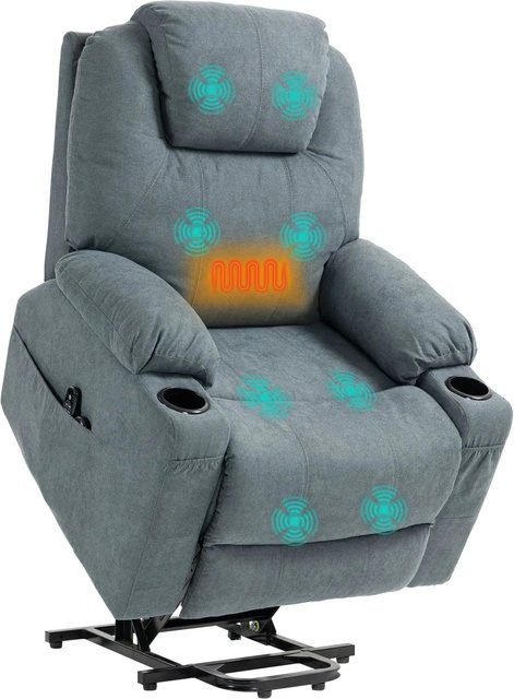 HOMCOM Elektrischer Aufstehsessel für Senioren aus Polyester und Metall in Dunkelgrau - Bild 1
