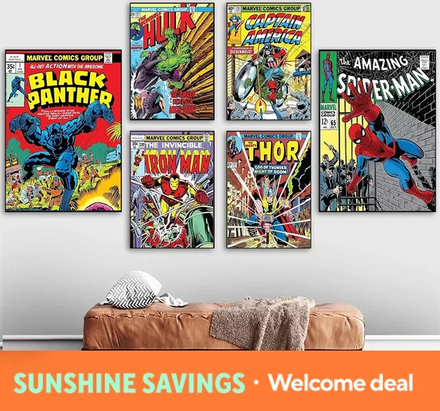 Beast Kingdom Marvel Avengers Diamantmalerei Poster mit Spider-Man, Iron Man, Hulk und Thor als Wandkunst für Kinderzimmer und Zuhause, Mehrfarbig - Bild 1