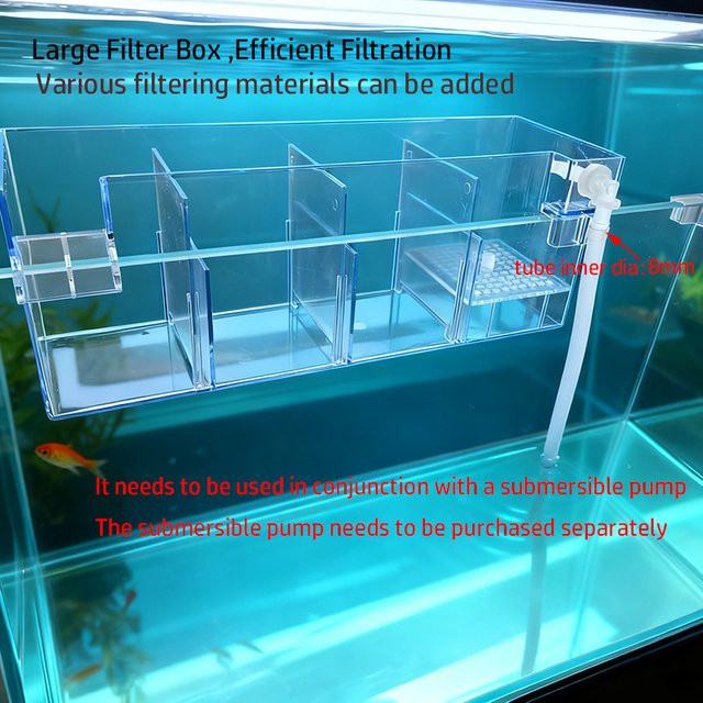 ZHIYANG Aufhängbarer Aquarium-Filterkasten in Transparent als leises Trocken-Nass-Trennfiltersystem für kleine und mittelgroße Aquarien und Schildkrötentanks - Bild 1
