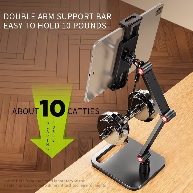 YOAINGO Tragbarer Tablet-Monitorständer in Schwarz, klappbarer Monitorarm mit verstellbarem Arm und Lazy Clamp für Desktop-Büro, VESA-Halterung für Tablets und Monitore bis 17 Zoll - Bild 2