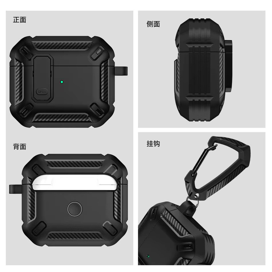 Schutzhülle für AirPods Pro 2 und AirPods 3 mit magnetischer Saugtechnologie und Riegel in Schwarz - Bild 5