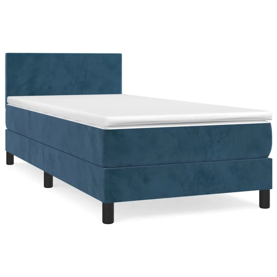 vidaXL Boxspringbett mit Matratze Dunkelblau Samt B/T/H: 90 x 190 x 88 cm - Bild 2