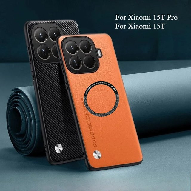 Xiaomi Business Luxus Handyhülle aus Carbonfaser und Leder für Xiaomi 15T Pro, 14T, 13T und 13 Lite in Schwarz mit magnetischem Kameraschutz und stoßfester Abdeckung - Bild 1