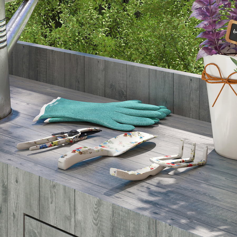 Outsunny Gartenwerkzeug Set aus Metall mit Blumenkelle, Handrechen und Gartenschere, Mehrfarbig - Bild 2