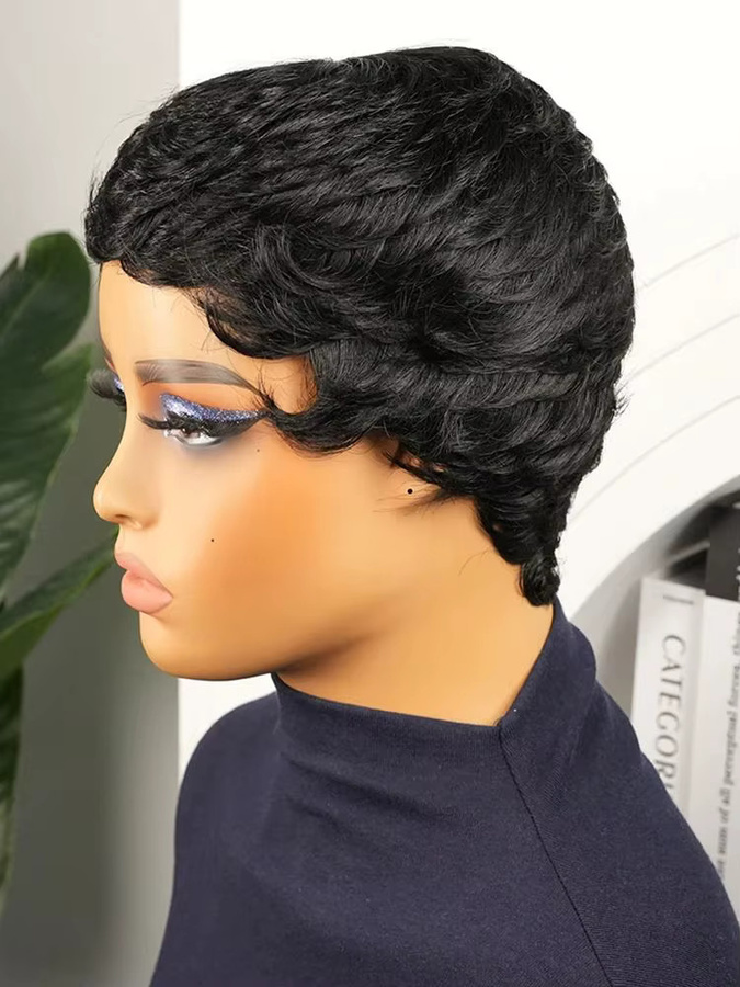 OYM HAIR Pixie-Perücke, schwarz, Echthaar, Damen - Bild 5