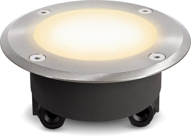 SSC-LUXon LED Bodenleuchte Viskos Flach Außen IP67 Rund in Silber aus Edelstahl mit GX53 3W Warmweiß - Bild 1