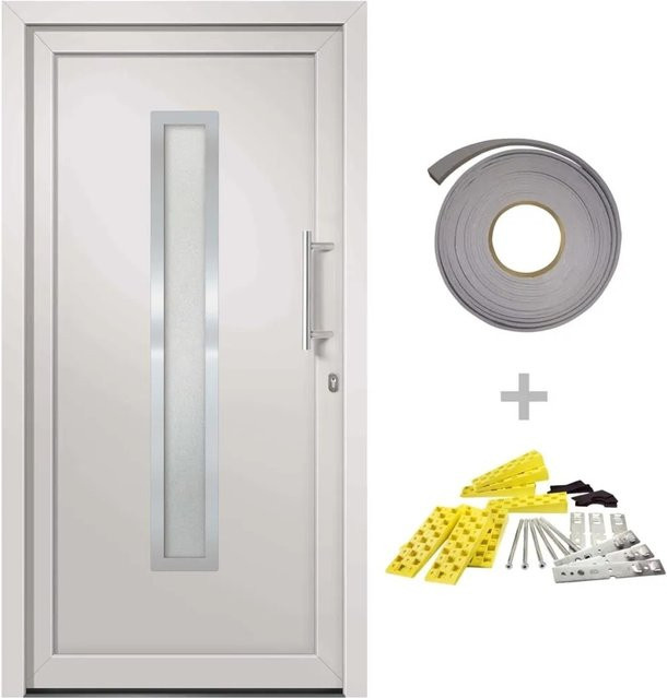 vidaXL Haustür Modern in Weiß mit Rechtsanschlag, B: 108 cm, H: 200 cm - Bild 1