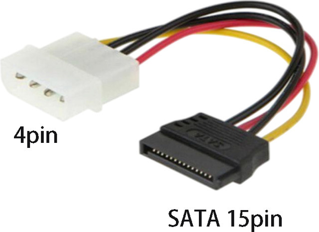 OULLX Molex-auf-SATA-Stromadapter Konvertierungskabel von 4-poligem Stecker auf 15-polige Buchse in Multicolor - Bild 1