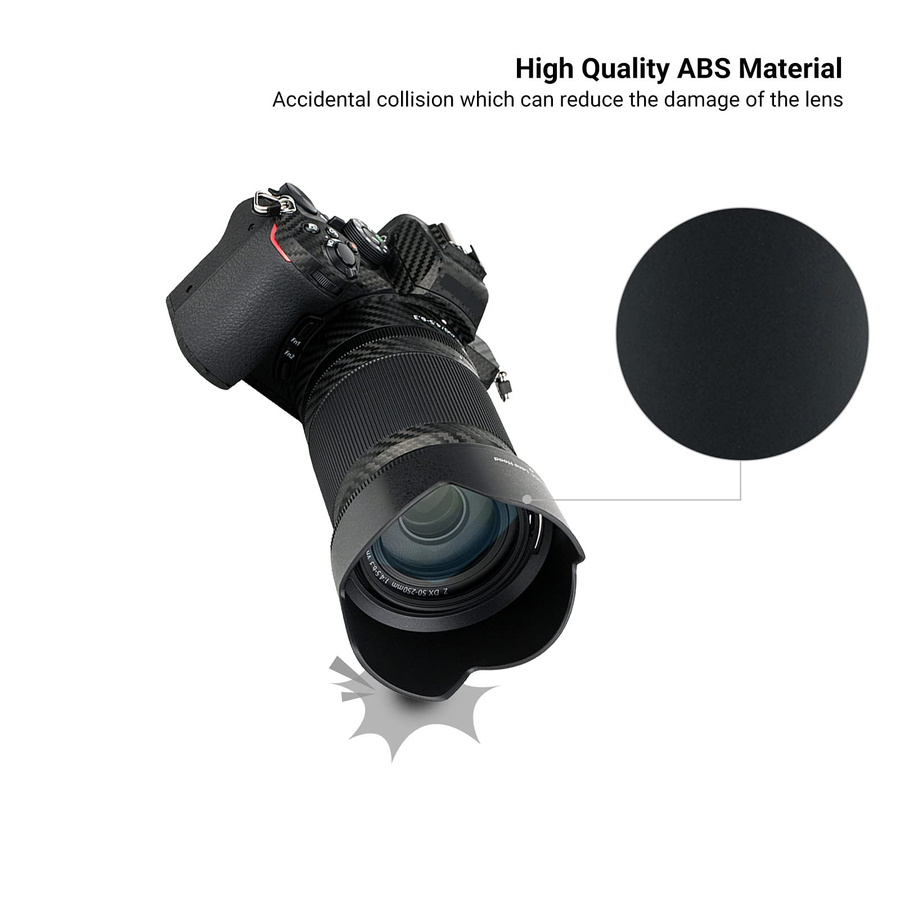 JJC Gegenlichtblende HB-90A für Nikon Nikkor Z 50mm f/1.8 S und 50-250mm VR in Schwarz - Bild 4