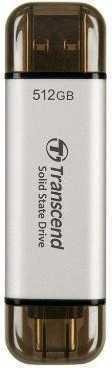 Transcend ESD300S Externe SSD 512GB USB 3.2 Gen 2x1 USB-C Silber - Bild 1