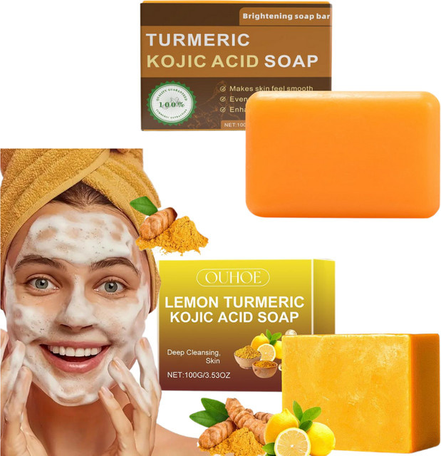 ouhoe Kurkuma-Shampoo-Seife mit Kojisäure, Gesicht und Körper, Unisex - Bild 1