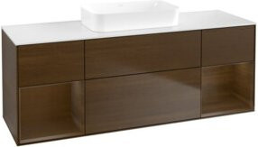V&B Waschtischunterschrank Finion in Walnuss Veneer Braun, B/T/H: 160 x 50,1 x 50,1 cm - Bild 1