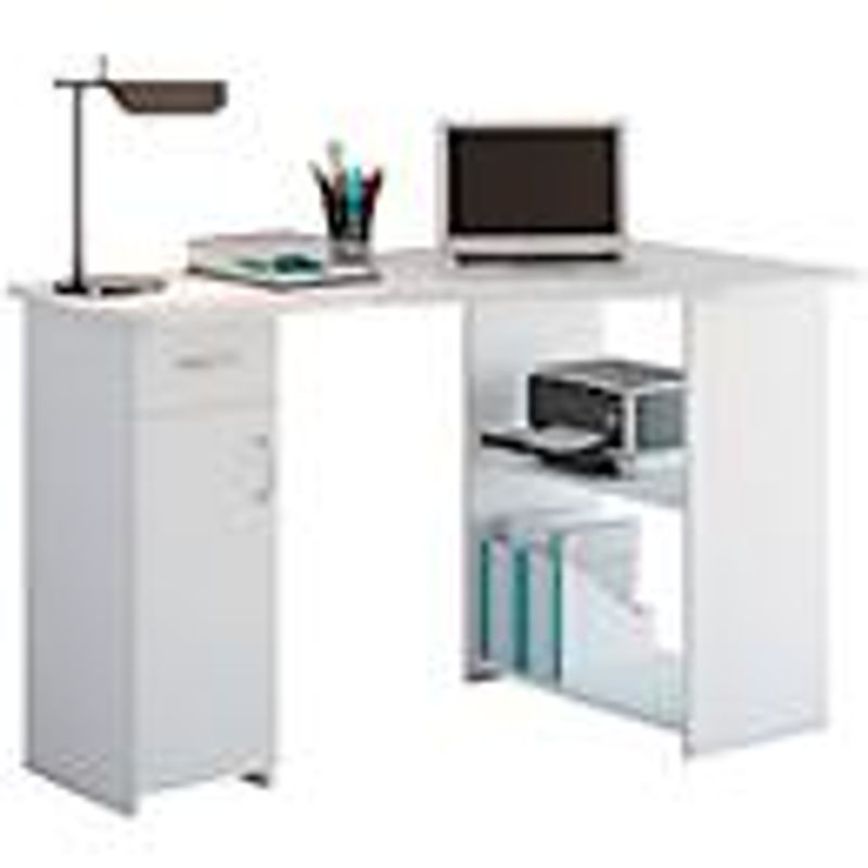 VCM Eck-Schreibtisch Linzia in Weiss mit Regalfächern und Schrank, B/T/H: 118 x 77 x 76 cm - Bild 3