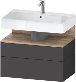 Duravit Waschtischunterschrank Qatego in Grau Matt mit 1 Schrank und 1 Auszug, Wandmontage, B/T/H: 79 x 47 x 59 cm - Bild 1