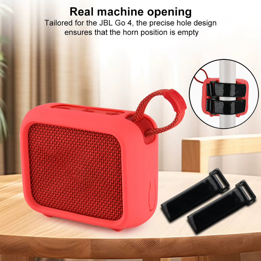Silikon Schutzhülle in Schwarz für JBL GO 4 Bluetooth Lautsprecher mit Tragetasche und Fahrradhalterung - Bild 3