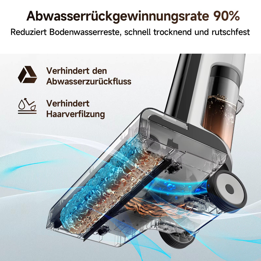 Redkey W12 SE Kabelloser Nass-Trocken-Saugwischer mit 55.000 Pa Saugkraft, Smart-Mopp-Waschen, Selbstreinigung und Doppelwassertank - Bild 6