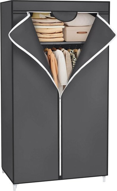 Songmics Kleiderschrank aus Vliesstoff in Grau mit Kleiderstange und Regalböden, B/T/H: 160 x 45 x 75 cm - Bild 1