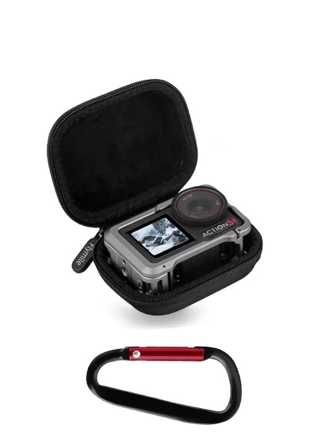Flymile Mini-Tasche für DJI Osmo Action 5 Pro, halboffener Aufbewahrungskoffer mit Schnellverschluss in Schwarz - Bild 5