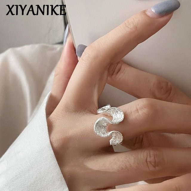 XIYANIKE Ringe, unregelmäßig, wellenförmig, offen, Damen - Bild 1