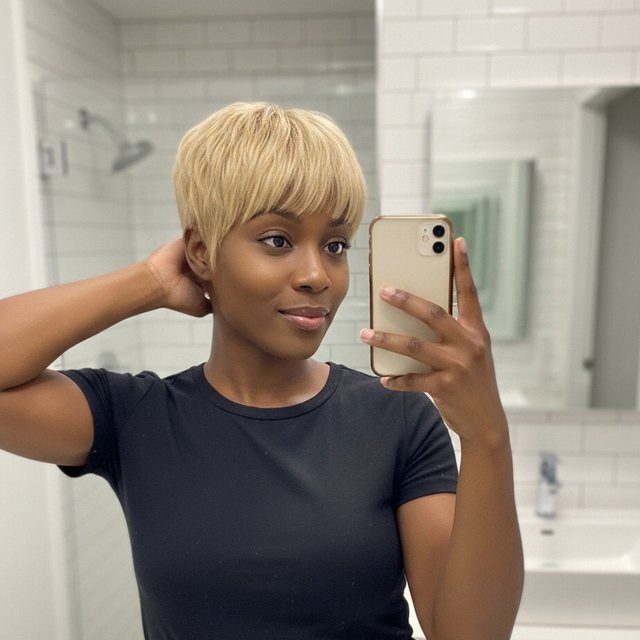 OYM HAIR Pixie-Schnitt-Perücke aus Echthaar, Damen - Bild 1