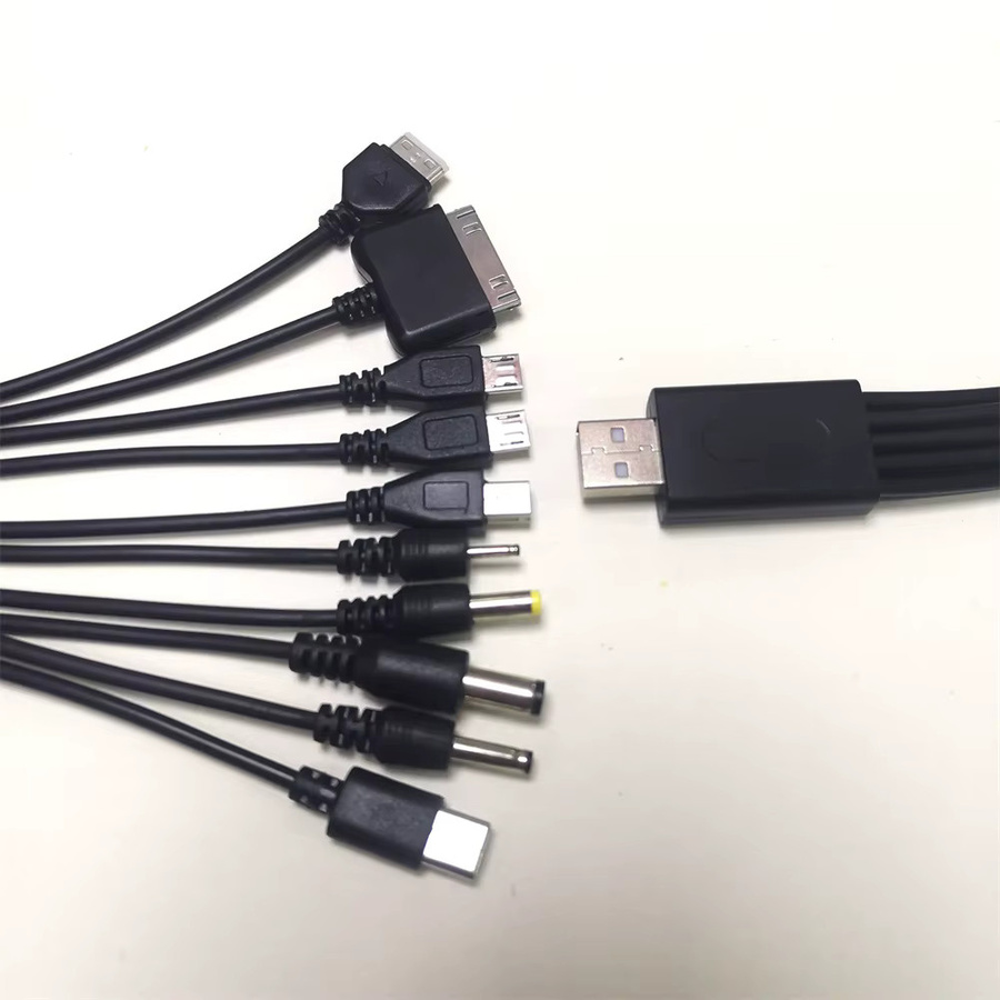 10-in-1 USB-zu-USB-Mehrkopf-Ladekabel für Samsung und Reisetelefone in Schwarz - Bild 4