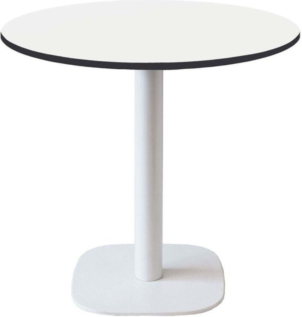 RestooTab Tisch Round runder Beistelltisch mit weißem Gestell und weißer Platte, Durchmesser: 70 cm, Höhe: 73 cm - Bild 1