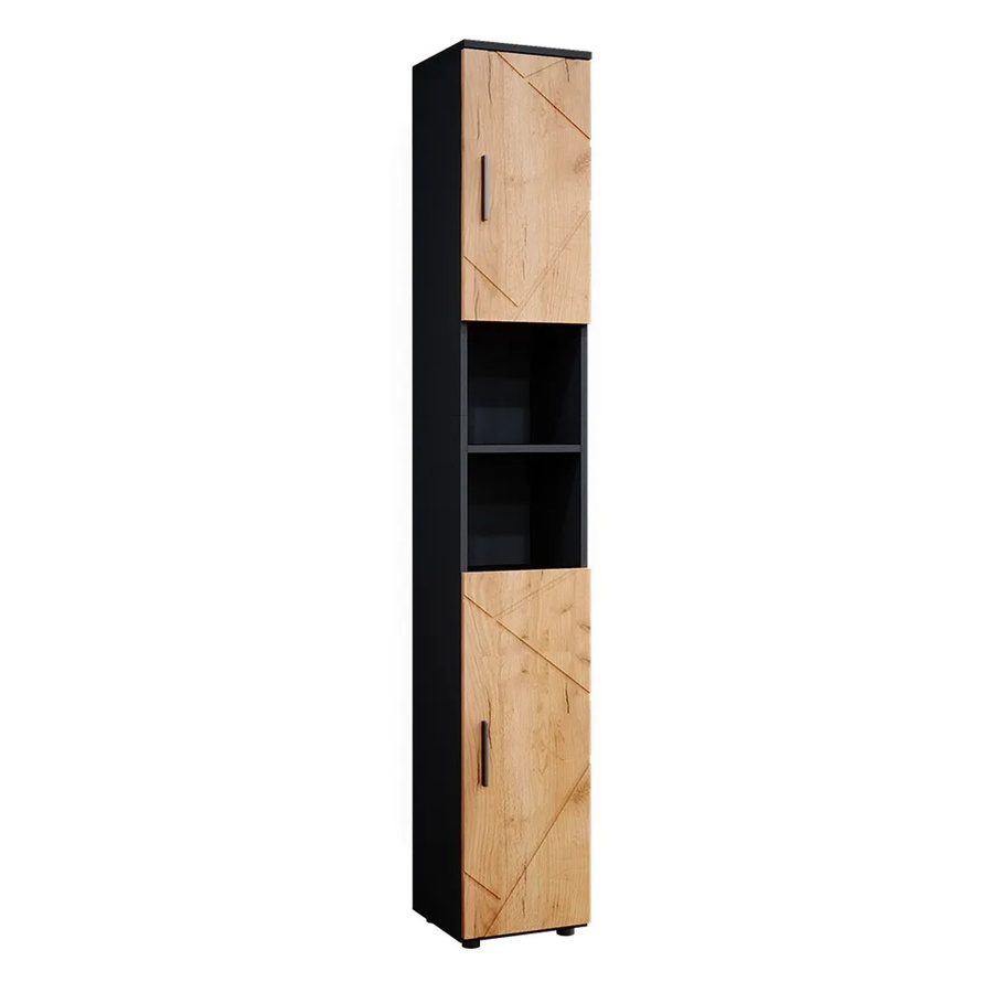 Vicco Badschrank Irma Hochschrank Badezimmerschrank mit 2 Türen und Ablage in Anthrazit/Goldkraft Eiche, B/T/H: 30 x 23,01 x 192 cm - Bild 3