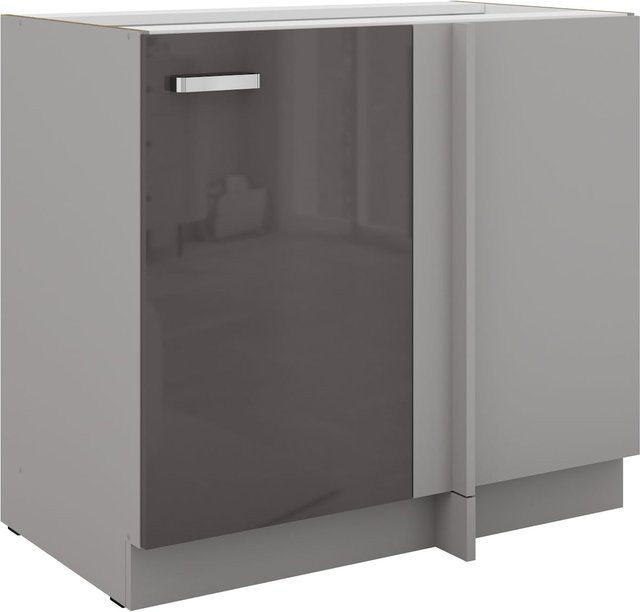 Eckunterschrank Bianca in Grau Hochglanz für deine Küchenzeile, Breite: 105 cm, Tiefe: 60 cm - Bild 1