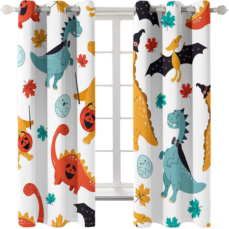 A Family Of Home Textiles Cartoon Dinosaurier Vorhänge für Kinder, 2er-Set, Mehrfarbig, B: 85 cm, H: 220 cm - Bild 3
